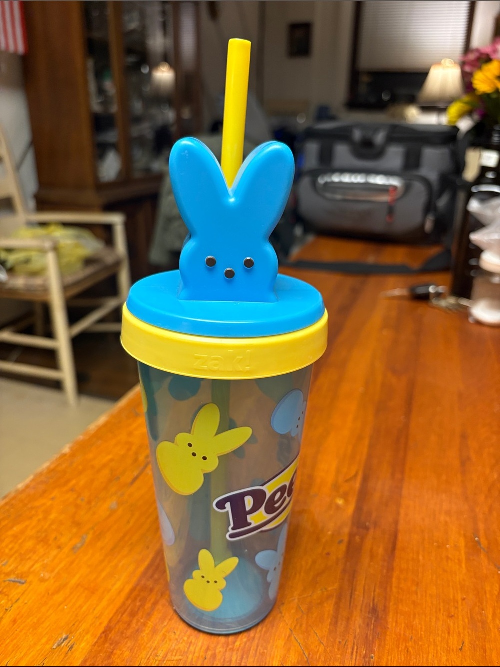 Zak! Kids Blue & Yellow Peep Bunny Straw Cup
